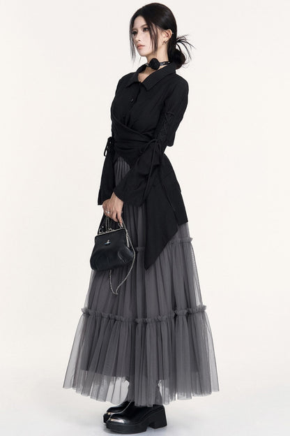 Love Letter Grey Mesh Skirt