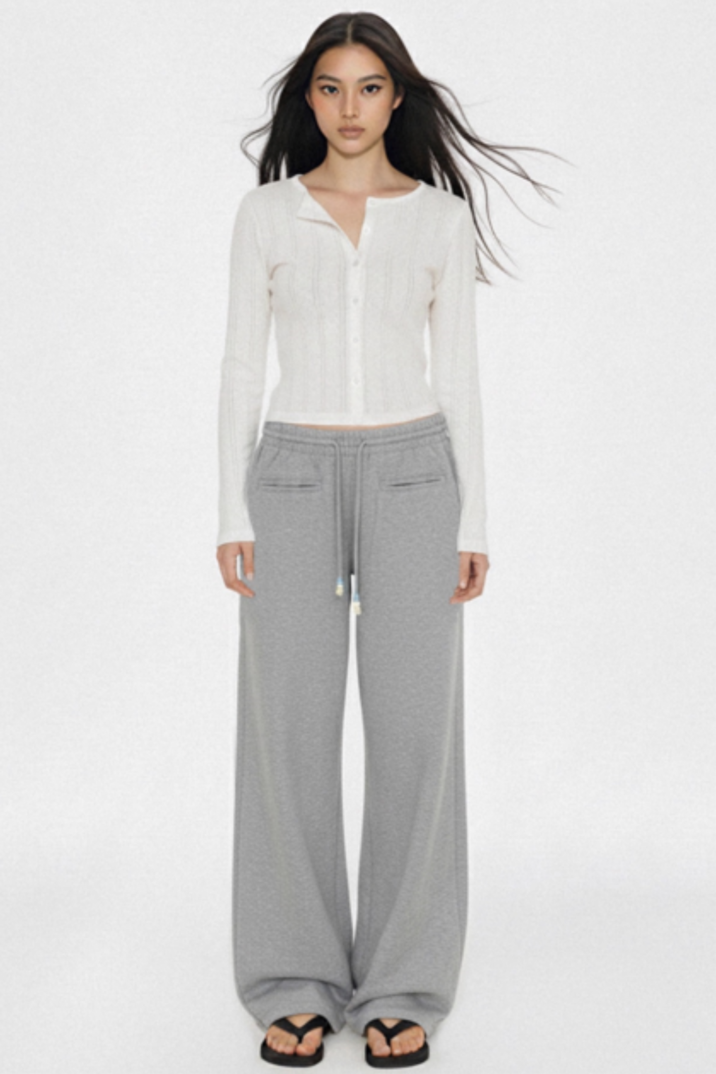 Gray Beaded Sweatpants