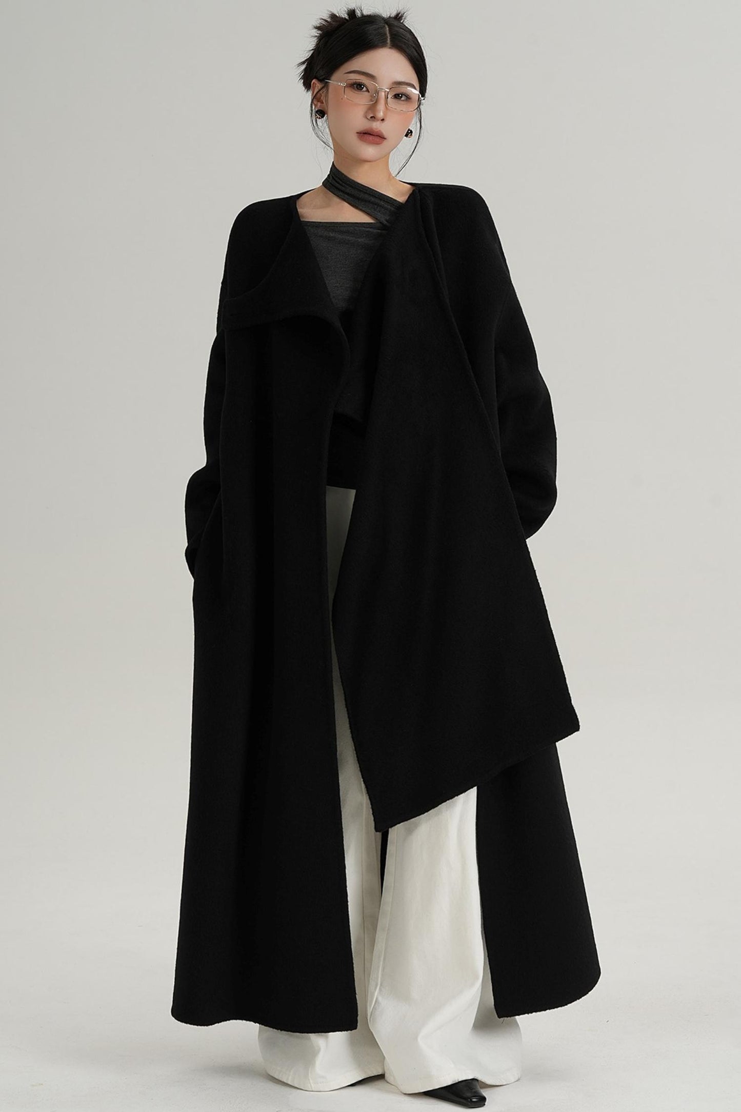 High-End Shawl Collar Wool Long Coat