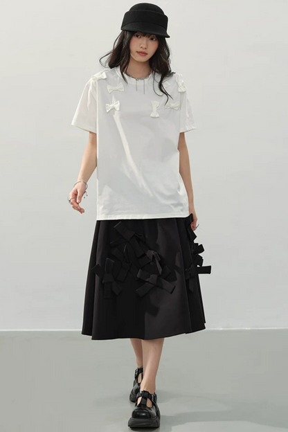 White Bow Top T-Shirt