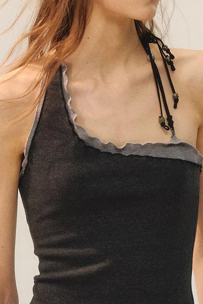 Frost Edge Beaded Halter Top