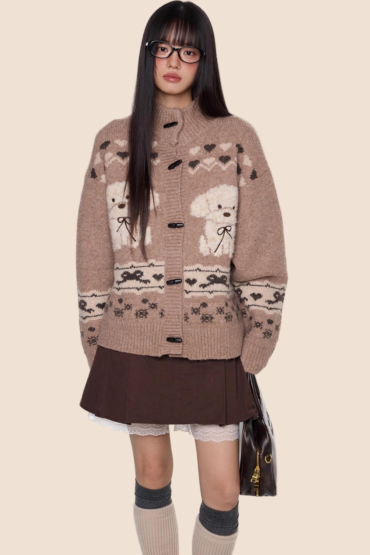 Vintage Dog Knit Cardigan Sweater