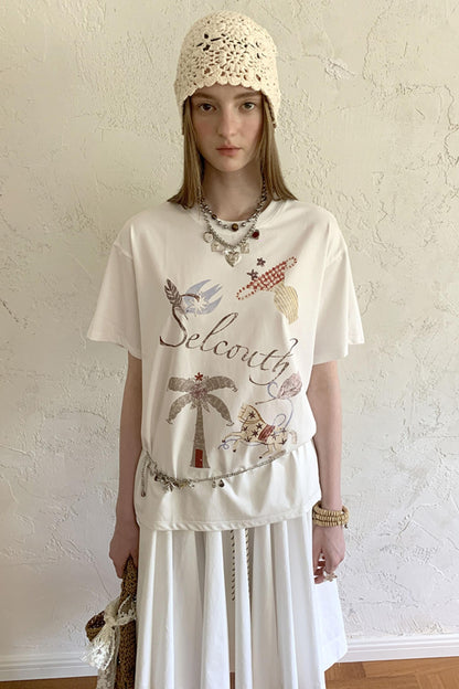 Lazy Wave Playful Print Short Sleeve T-shirt