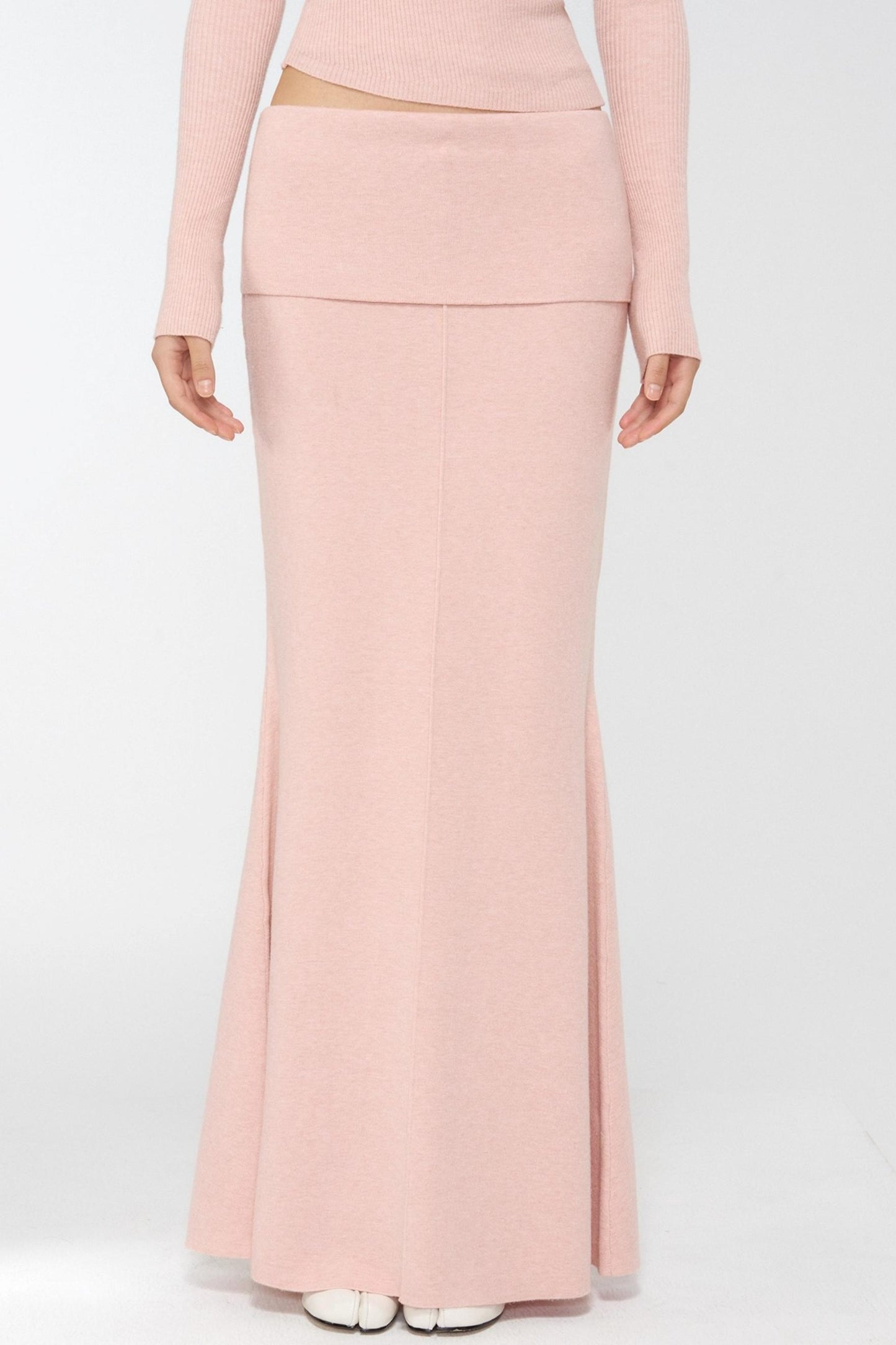 Velvet Peach Knit Sweater Set-Up