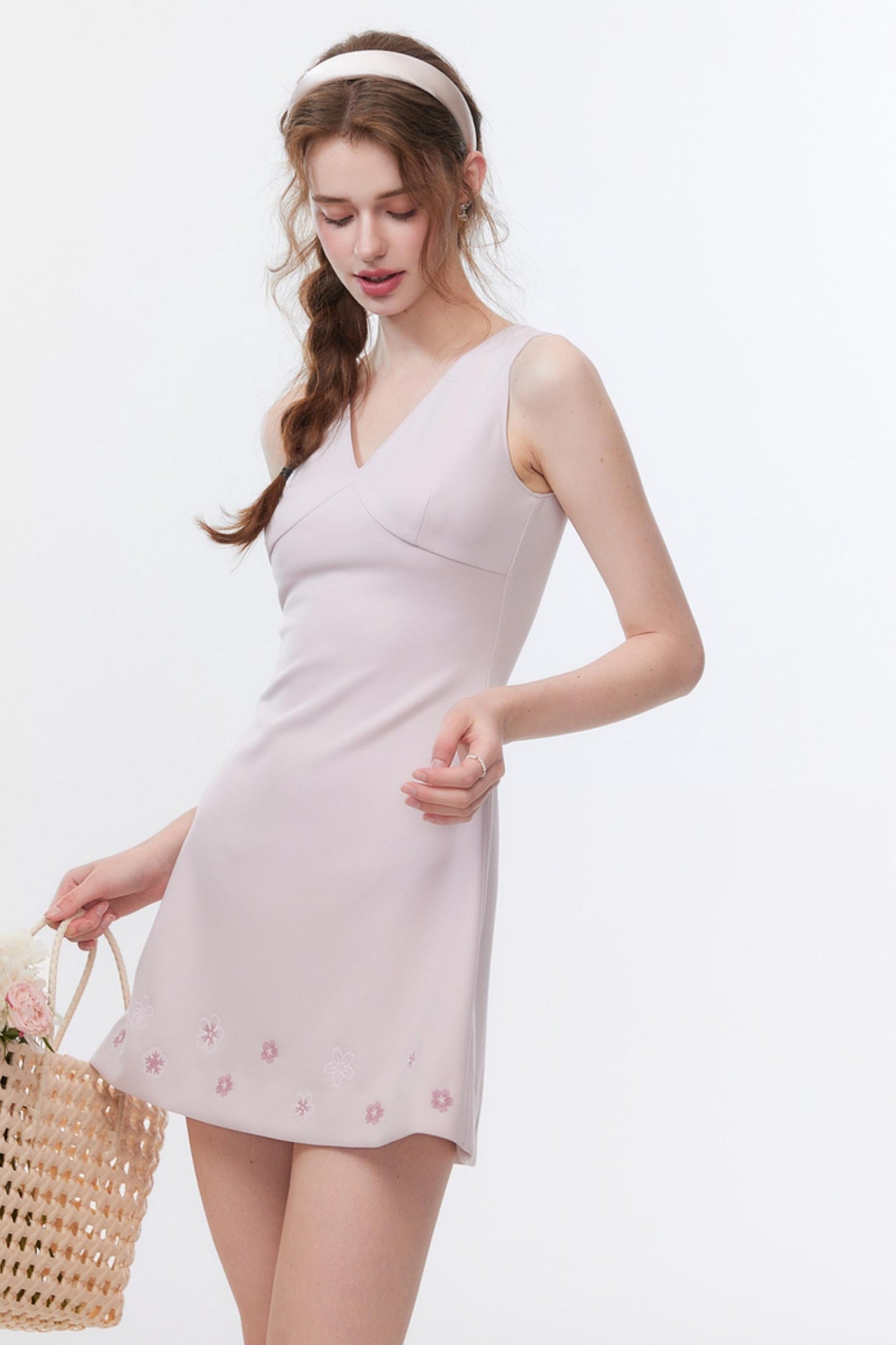 Summer Slim V-Neck Tencel Dress