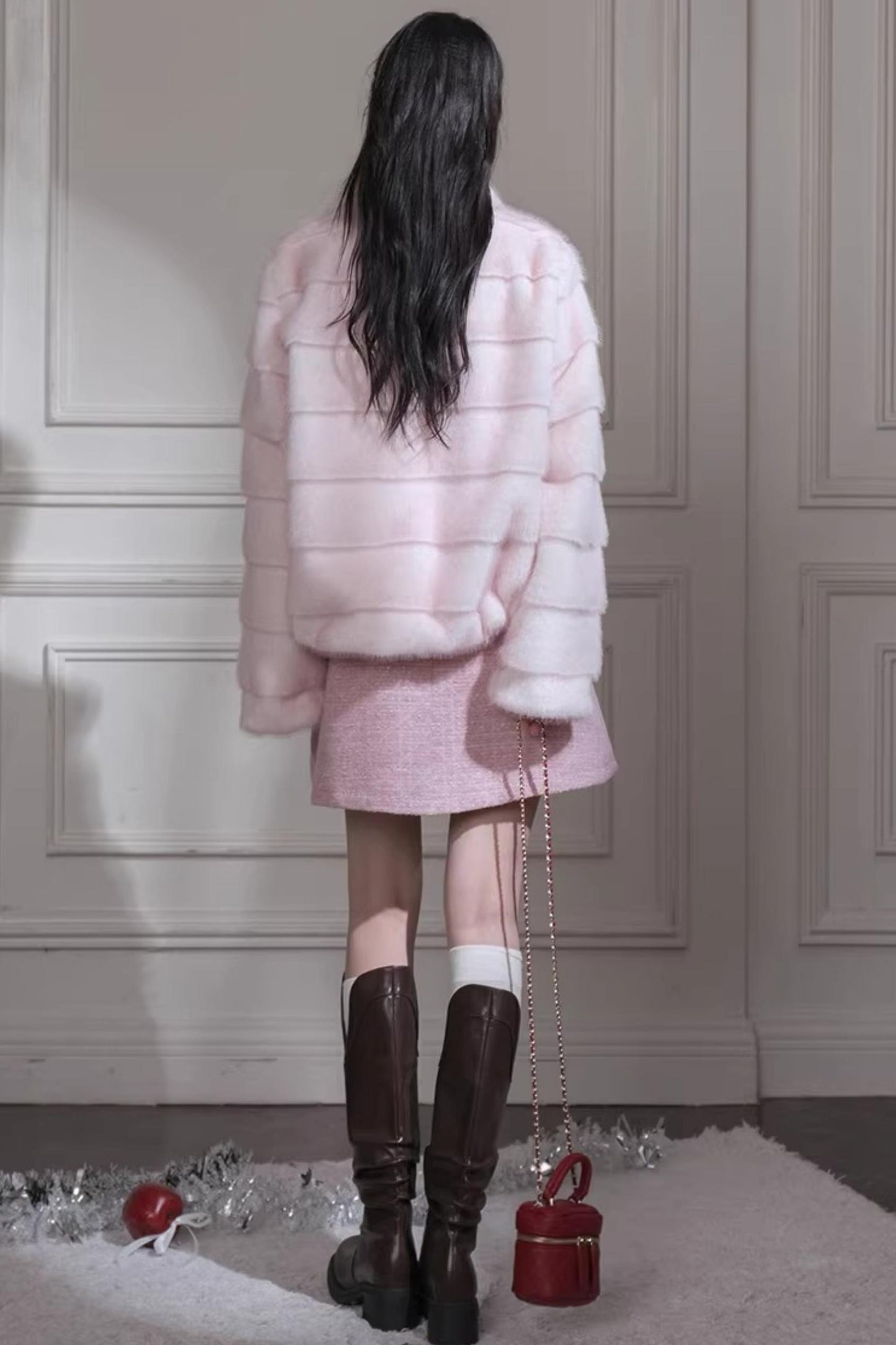 Peach Mousse Fox Fur Jacket