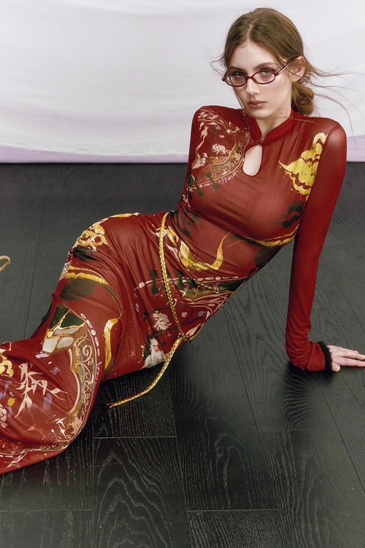 Hand-Painted Cheongsam Fishtail Dress