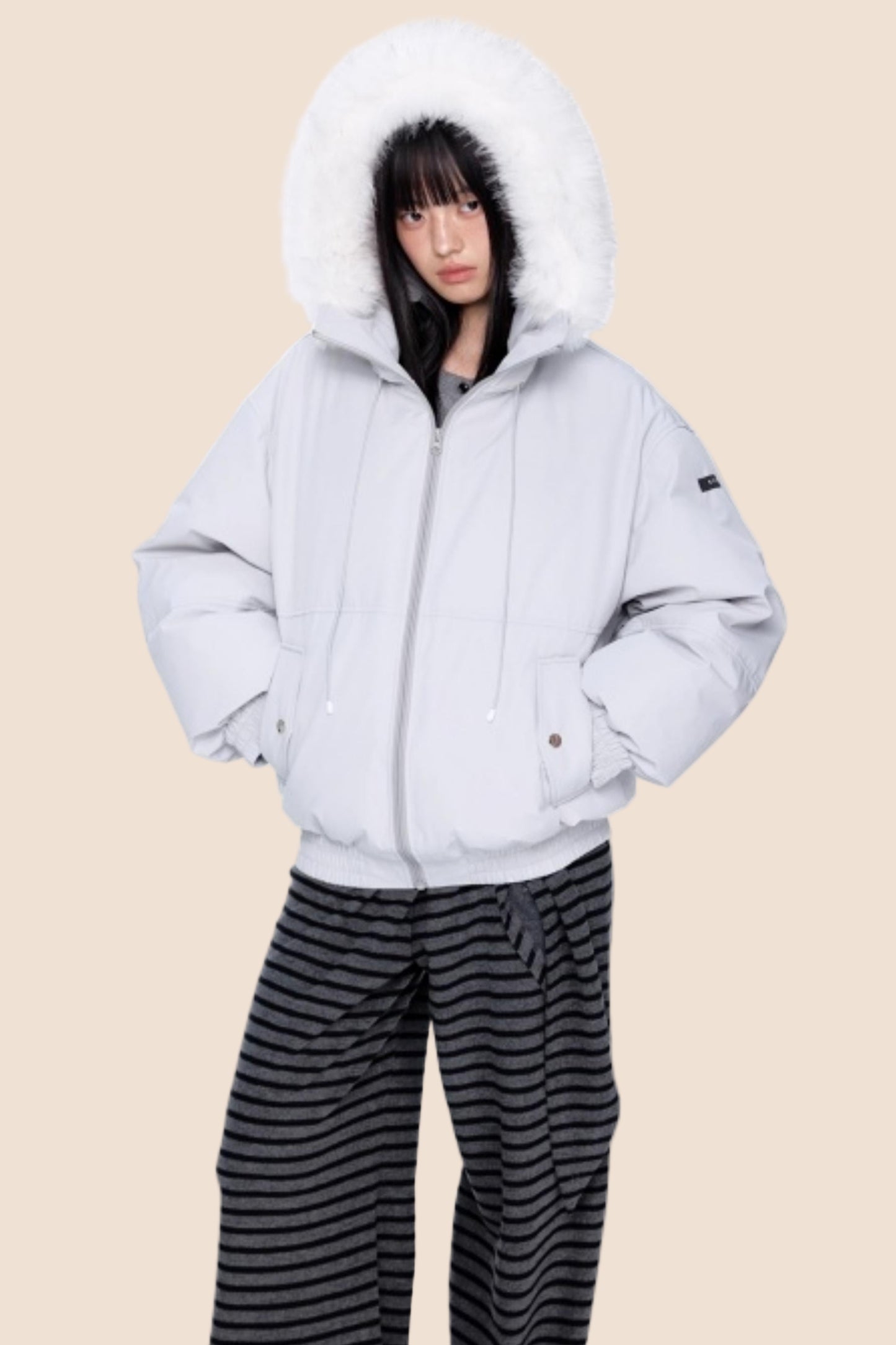 Fur Collar Hooded Down Coat