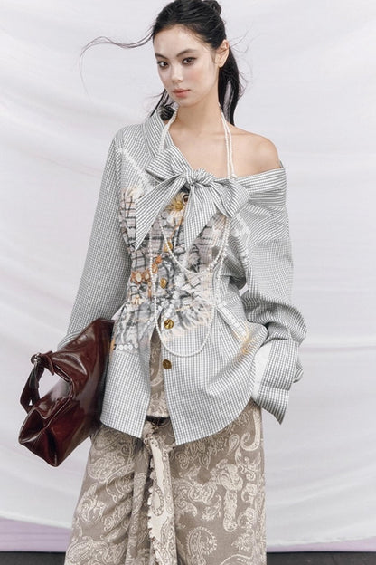 Vintage Money Plaid Blouse