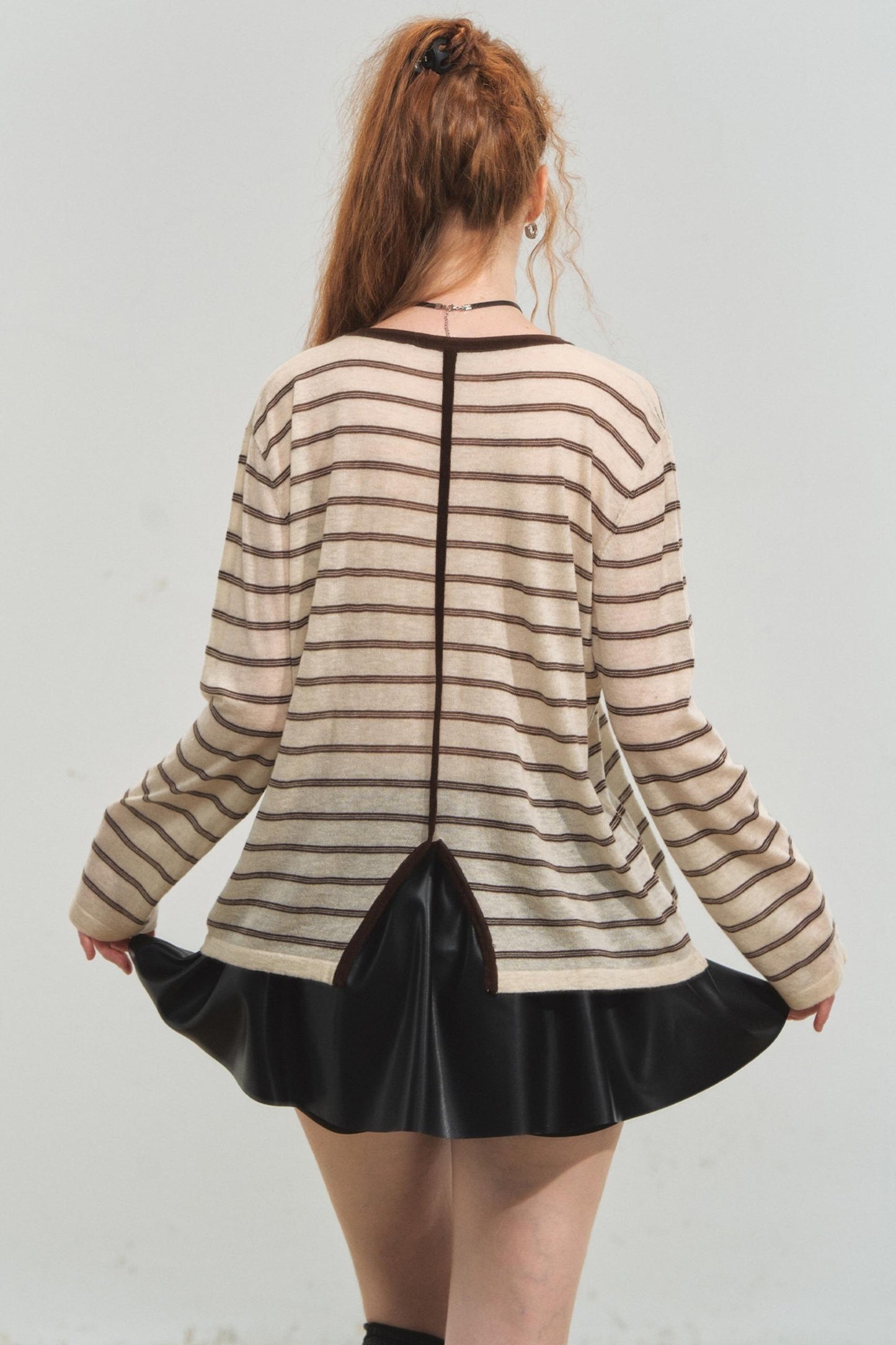 Vintage Striped Gray Knit Top