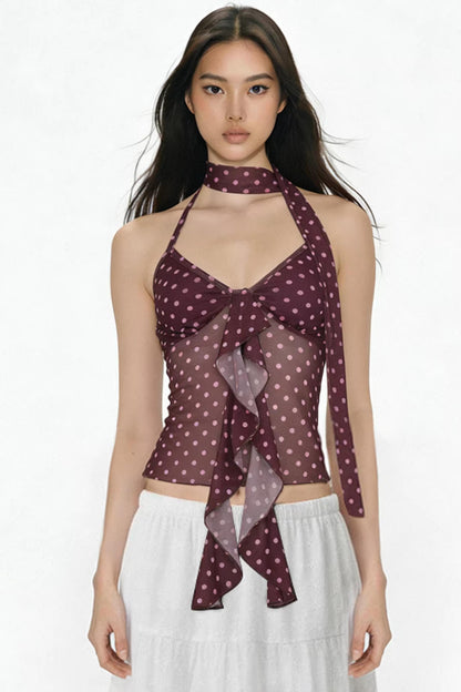 Farbblockiertes Mesh-Top