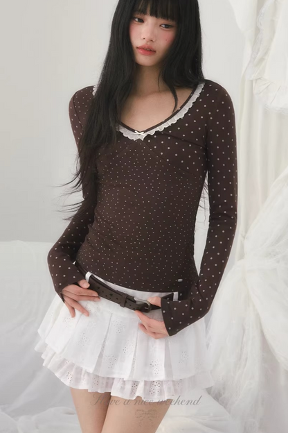 Jacquard Pleated Short Skirt