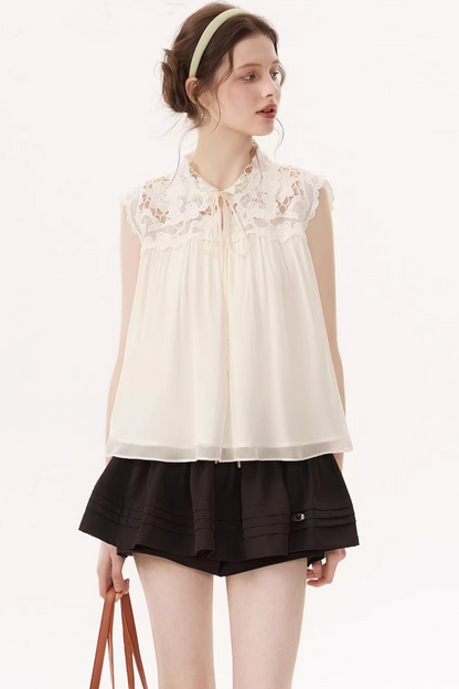 Hollow Embroidery Lace Top