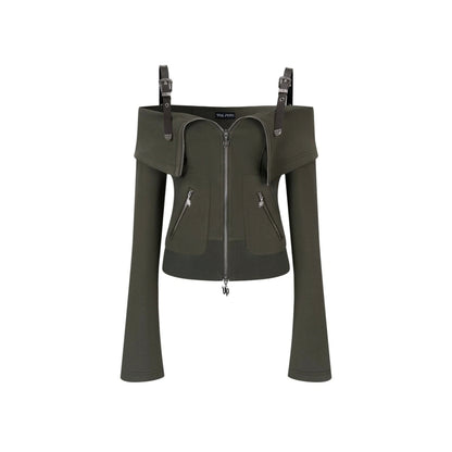 Leather-Trimmed Off-Shoulder Set-Up