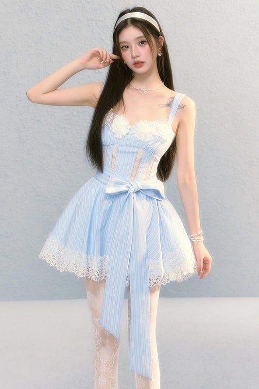 Slim Fluffy A-Line French Slip Dress