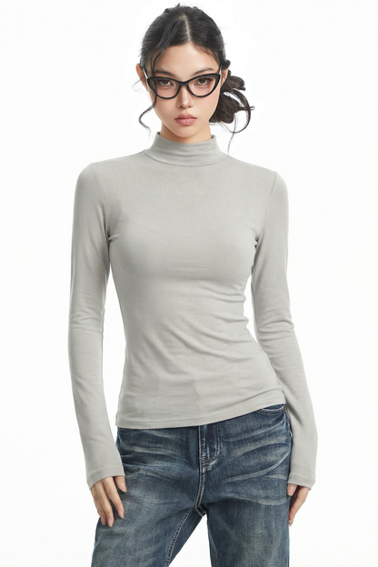 Black Slimming High Collar Top