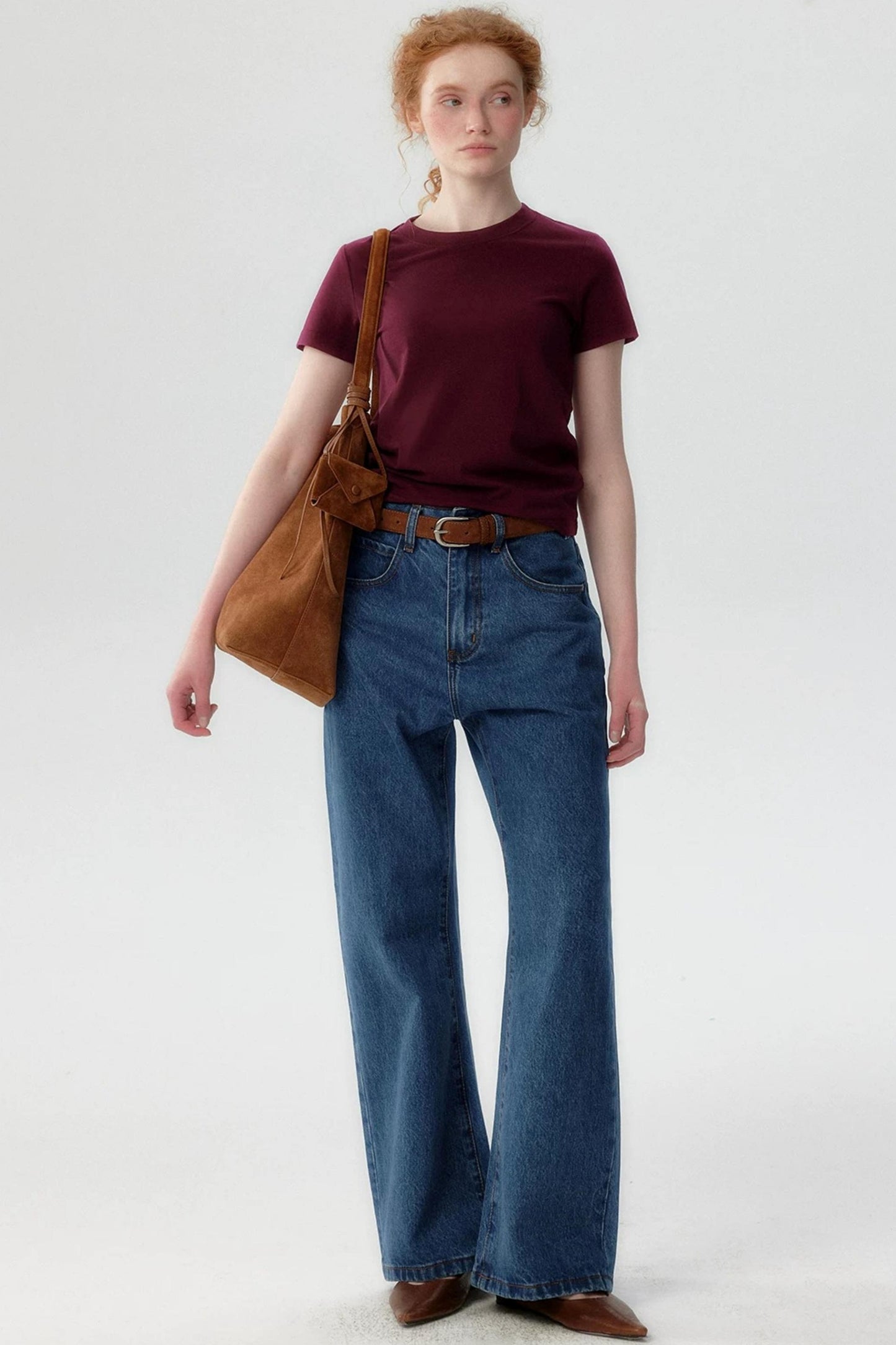 Pantaloni svasati in denim blu retrò