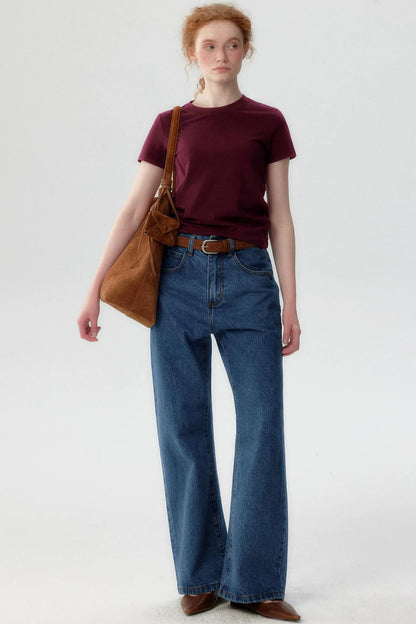 Pantaloni svasati in denim blu retrò