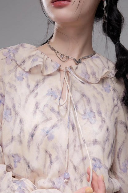 Lilac Irregular Lace Hem Dress