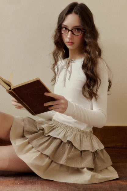 Retro Plaid Knit Tutu Skirt Dress