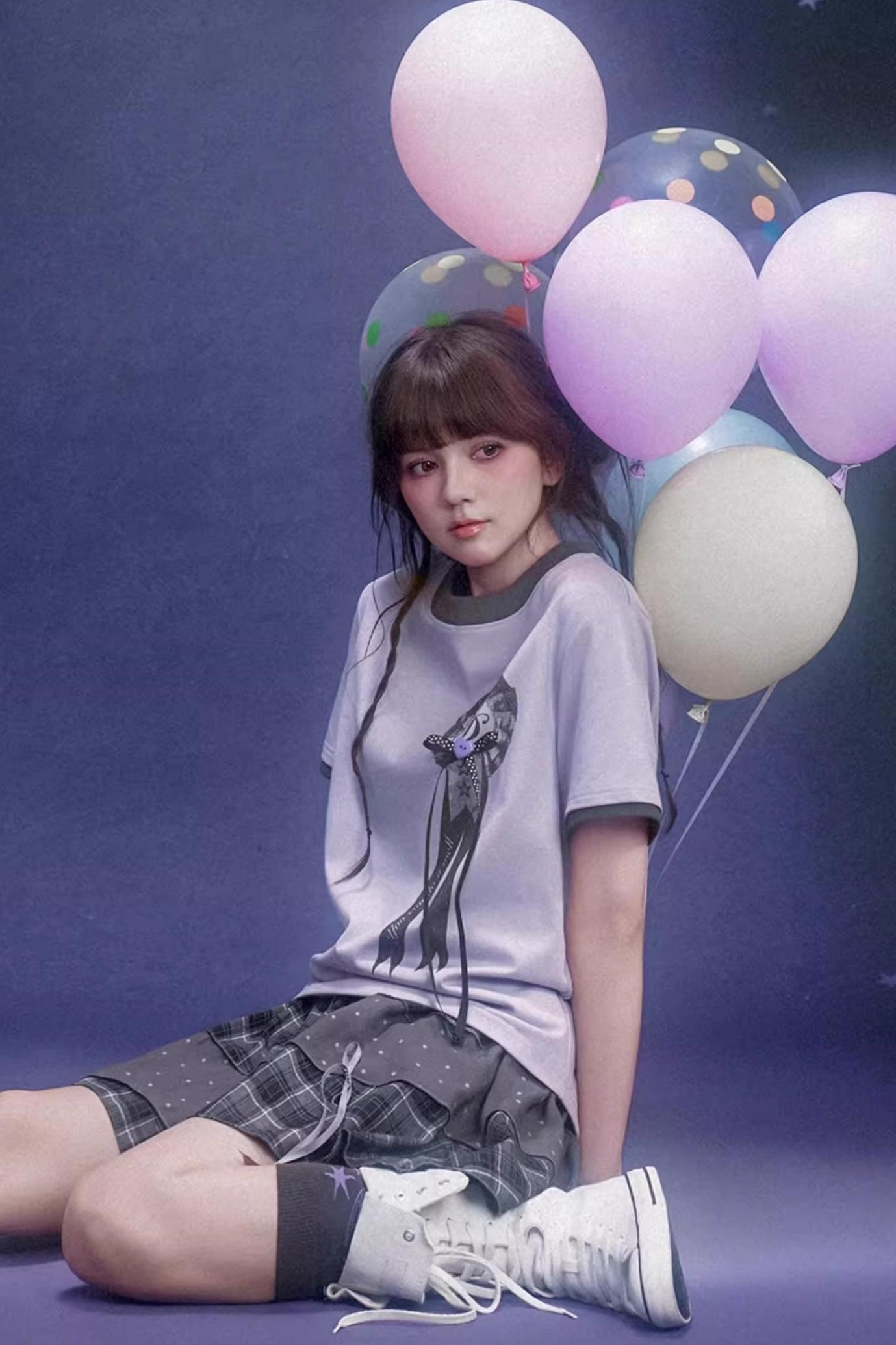 Chemisier à ruban floral violet clair