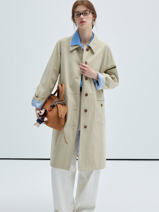 7.27 Neu [Wandering Poet] klassisch britischer Stil Silhouette locker und lässig ohne Zaudern Vielseitiger Trenchcoat