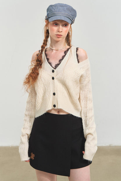 Pure Desire Lace V-Neck Fake Two Piece Top