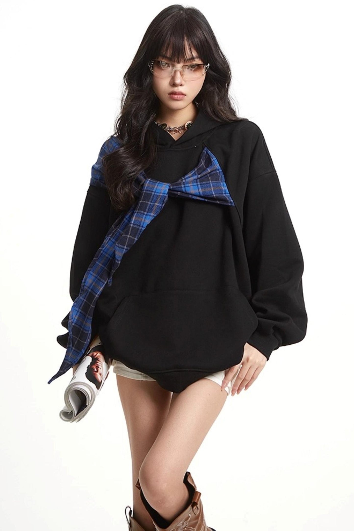 Vintage Plaid Loose Long Sleeve Sweatshirt