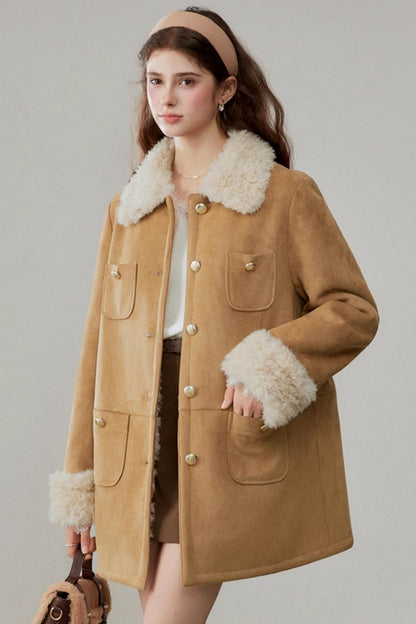 Fur Integrated Suede Winter Jacket