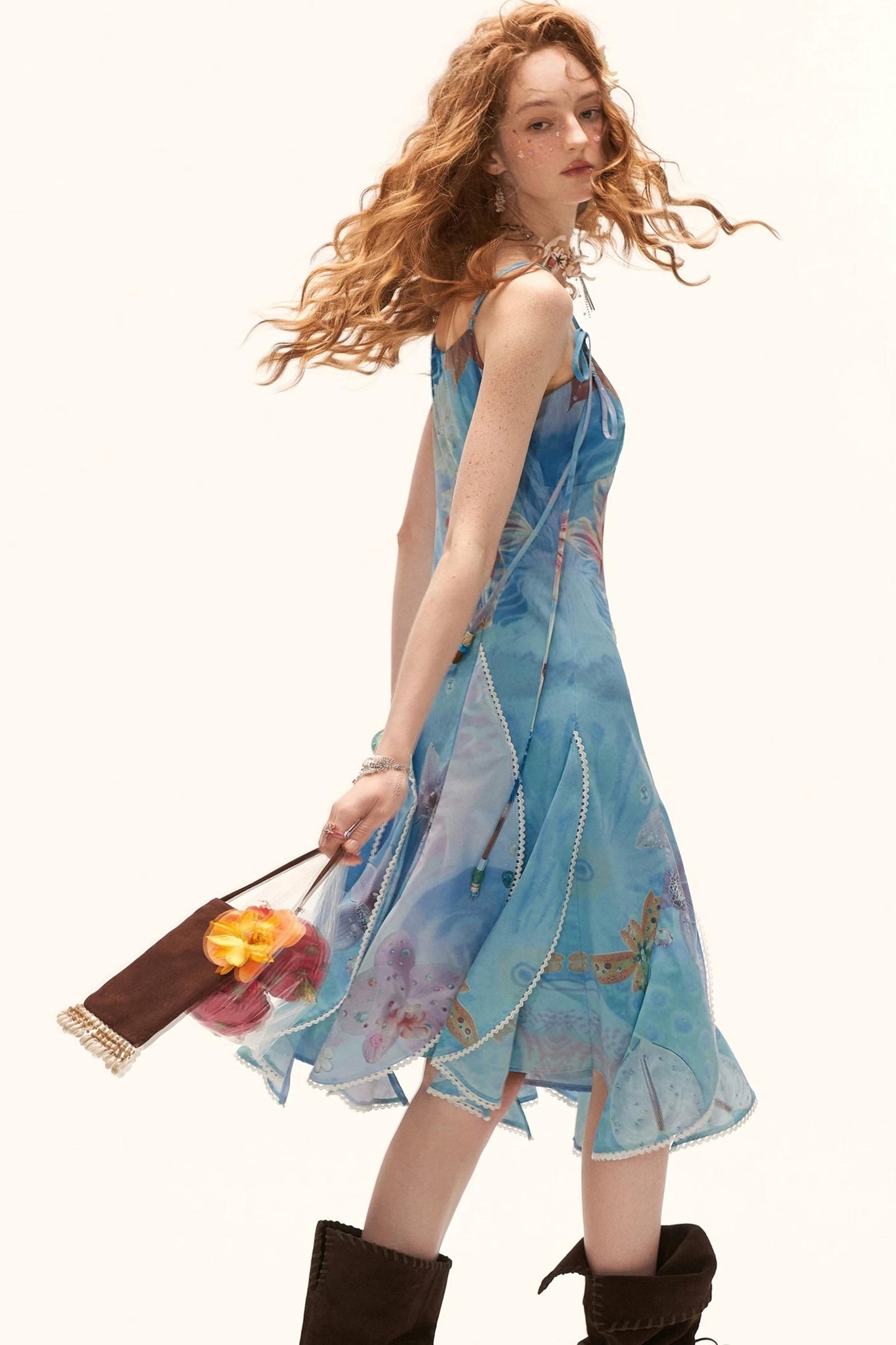 Blue Sea Floral Layered Dress