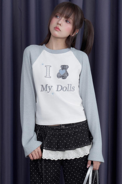 Sweet Patchwork Knitted Raglan T-shirt
