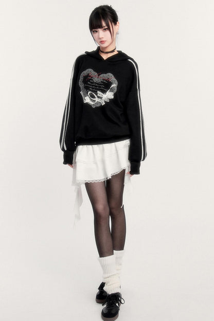 Sports Hooded Top & Skirt Set-Up