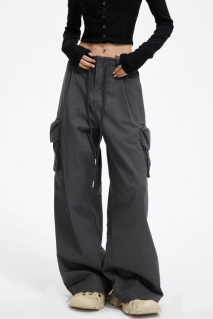 Vintage Drawstring Loose Cargo Pants