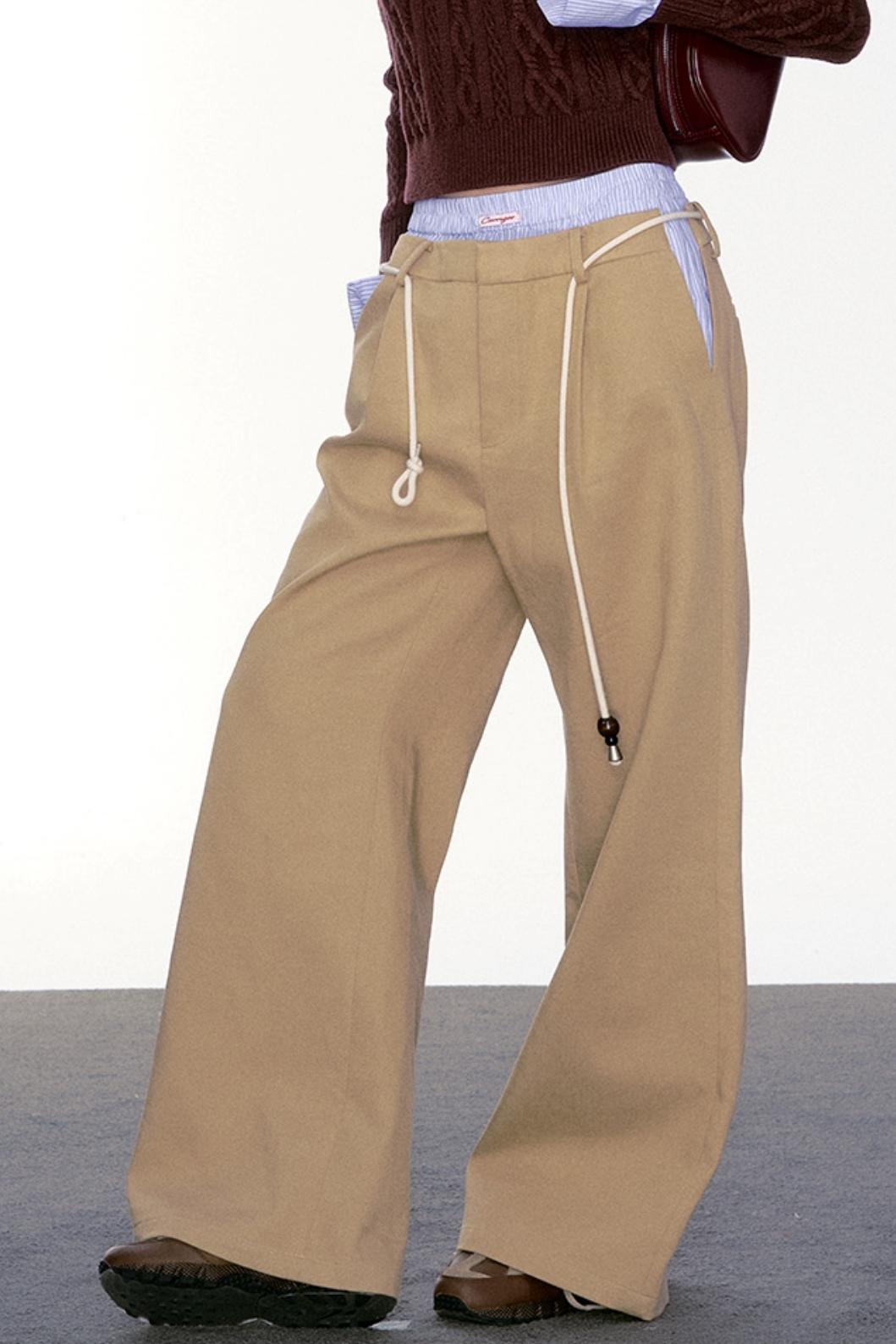 LOOSE WIDE-LEG CONTRAST SUIT PANTS