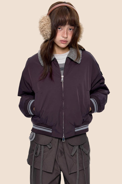 Vintage Woolen Lapel Padded Jacket