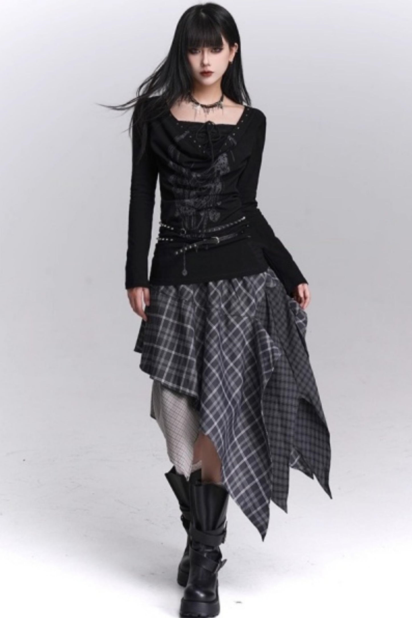 Irregular Plaid Autumn Skirt