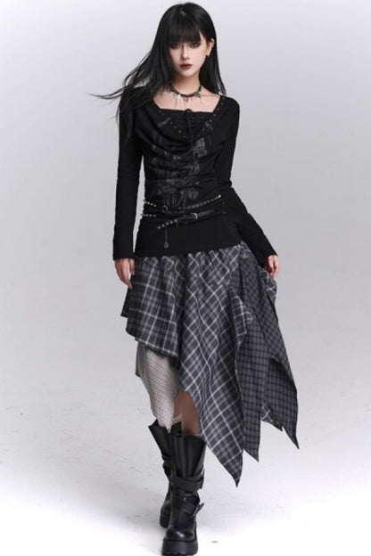Irregular Plaid Autumn Skirt