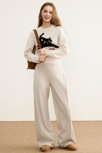 Winter Composite Fleece Wide-Leg Pants