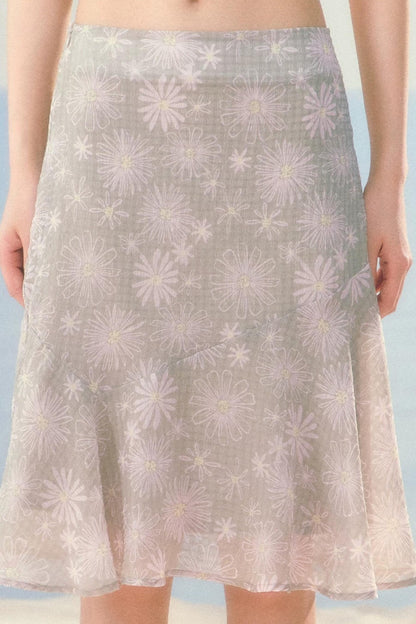 Daisy Floral Chiffon Fishtail Skirt