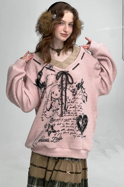 Velvet Rabbit Print Sweater