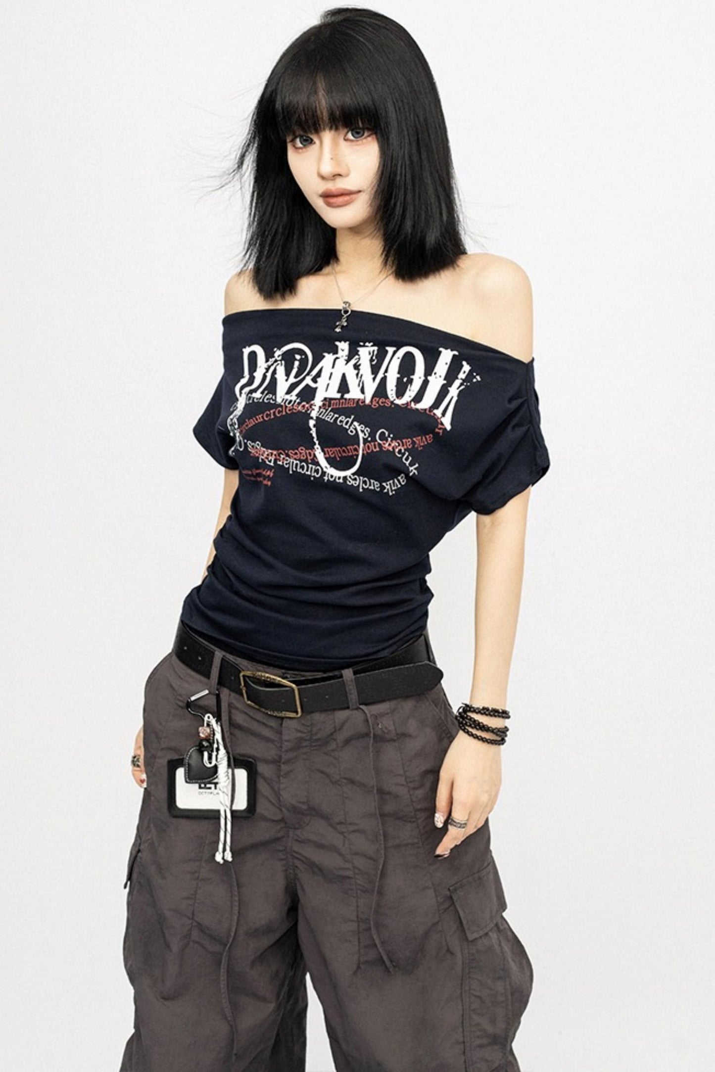 Summer Shoulder Letters T-Shirt