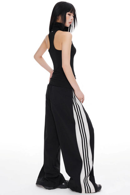 Striped Wide-leg Pants