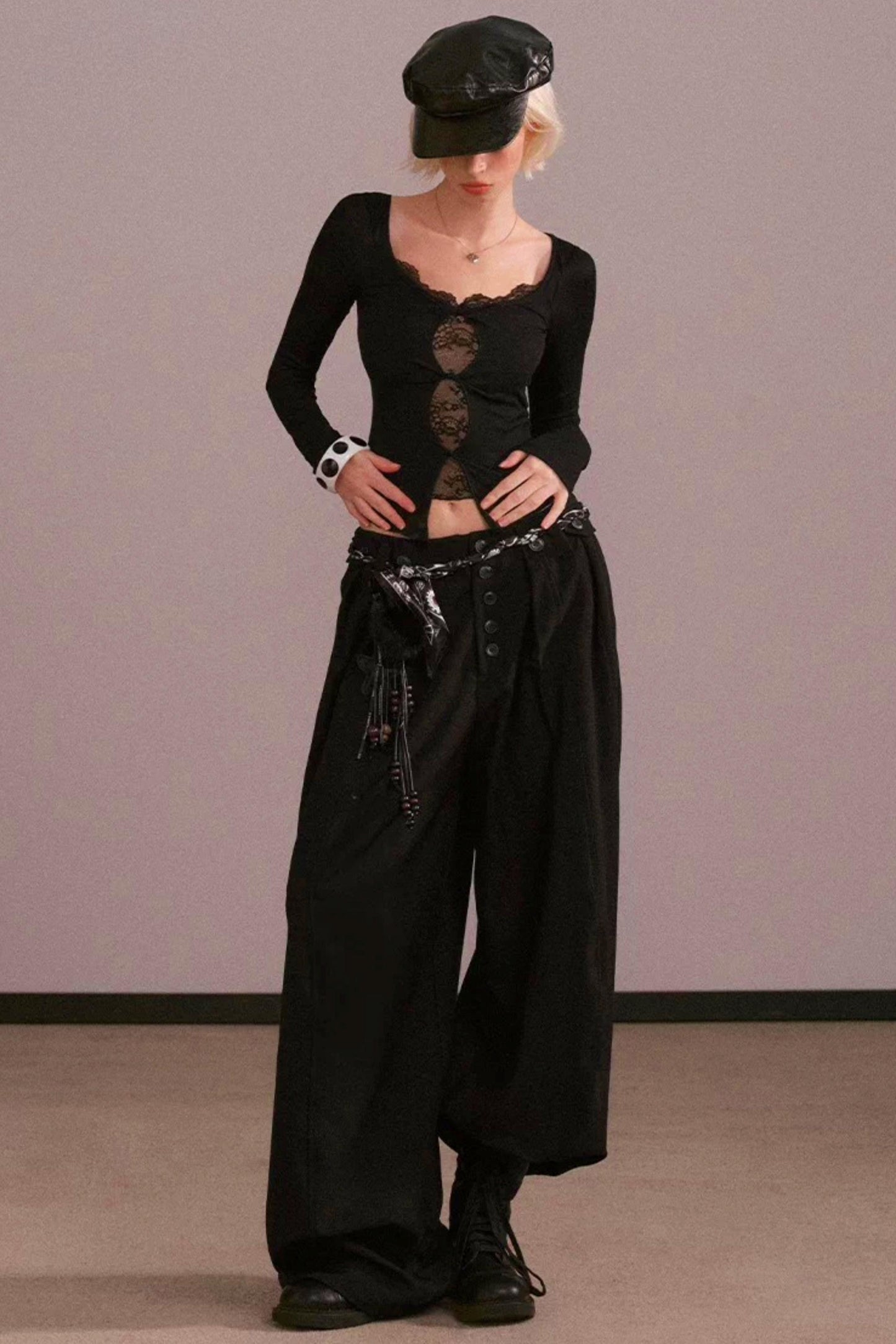 Hollow Lace Two-Piece Top