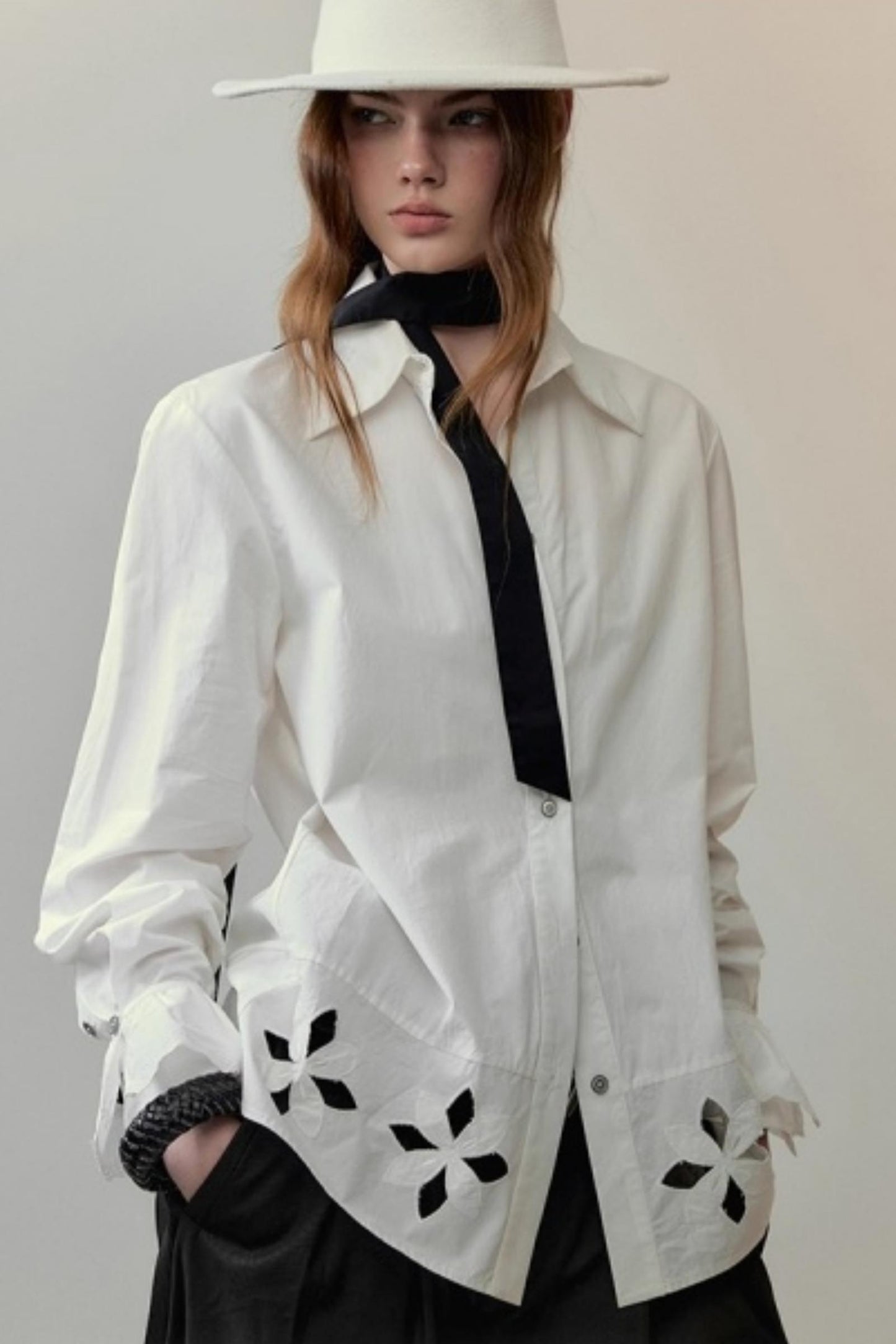 Lace Floral Embroidery Shirt Set-Up