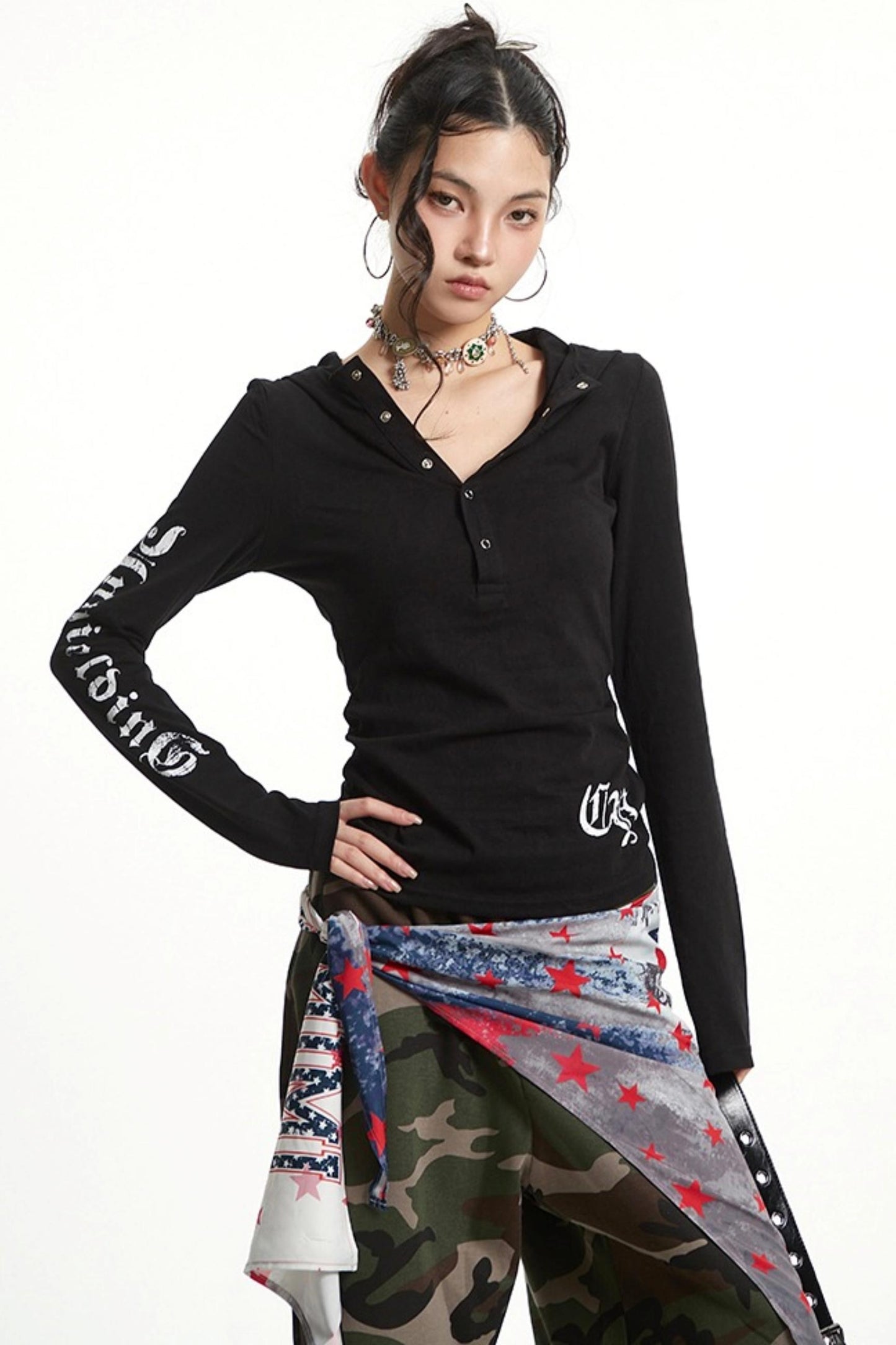 White Hooded Sunscreen Cover-Up Top