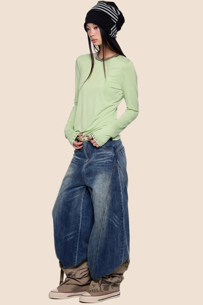 Retro-Slim-Oberteil mit Nieten