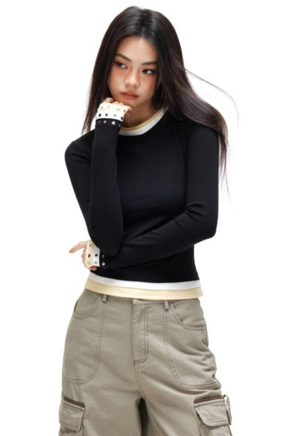 Color-Block Rhinestone Slimming Top