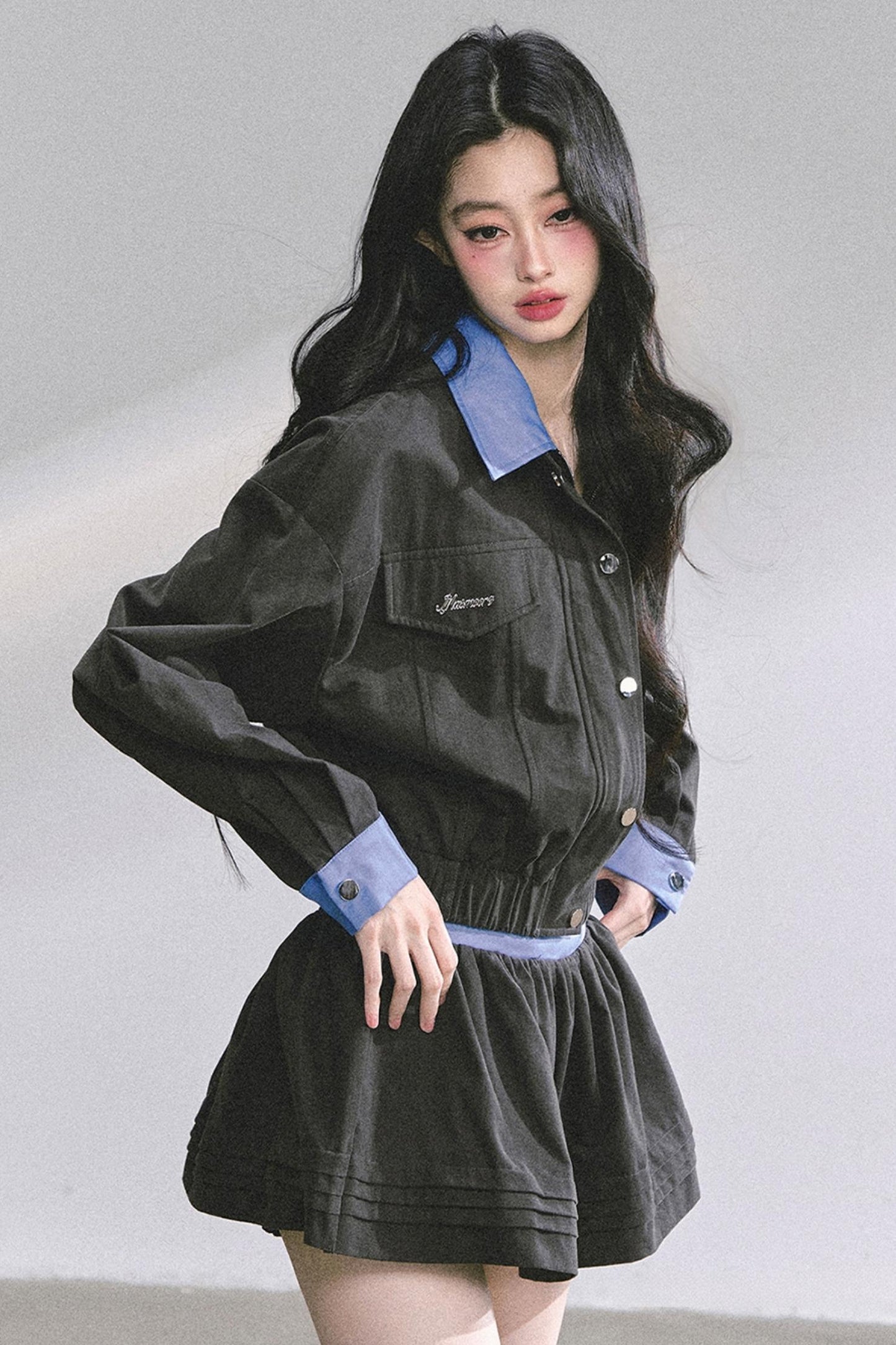 Womens Coat & Short Skirt Set-Up