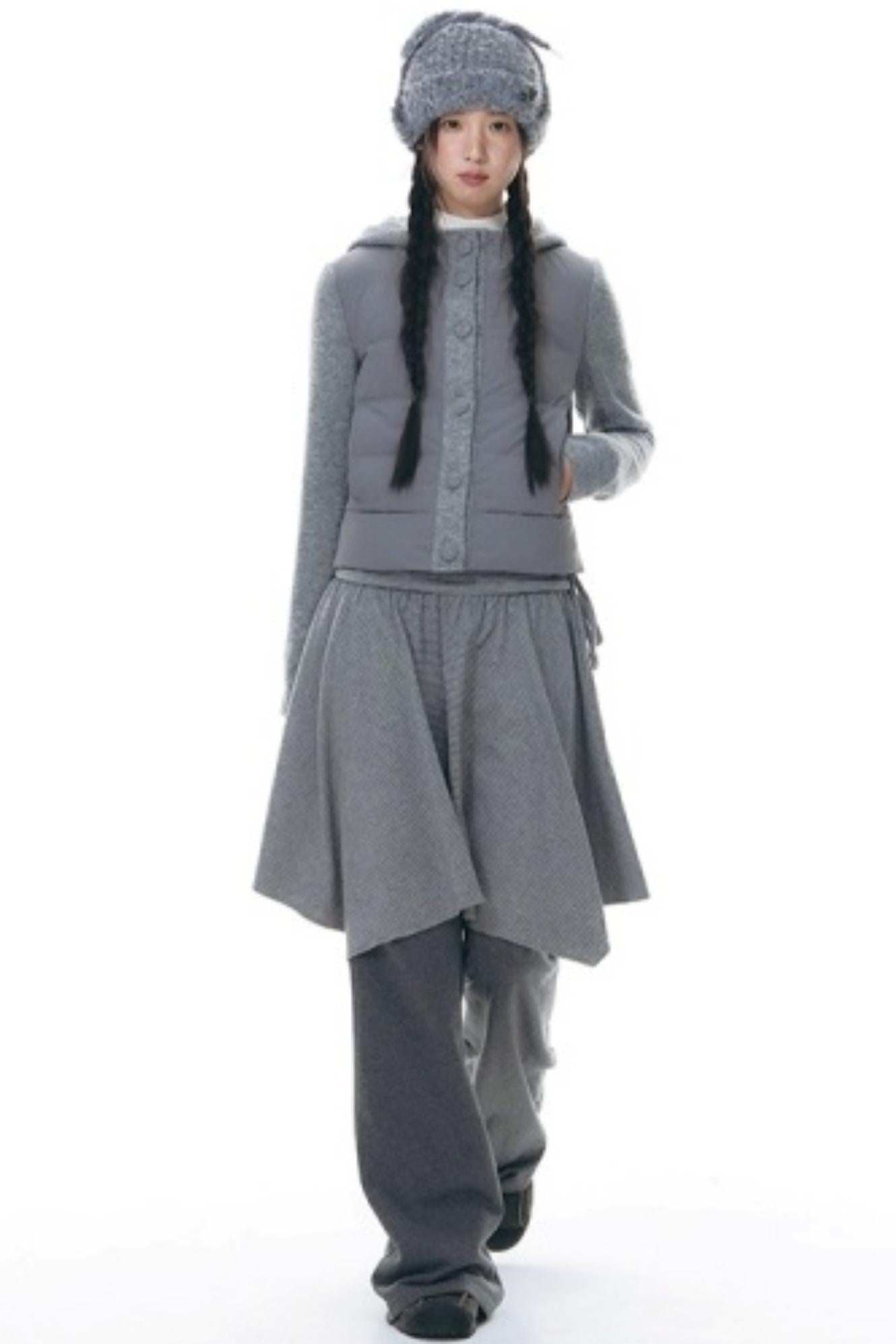 Patchwork Cropped Down Jacket