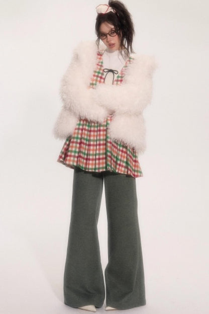 Colorful Plaid Wool Vest Dress